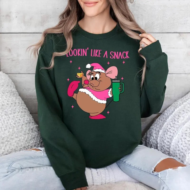Looking Like a Snack Sweatshirt, Funny Mouse Sweatshirt, Funny Womens Christmas Gift, Holiday Sweater, Christmas...
