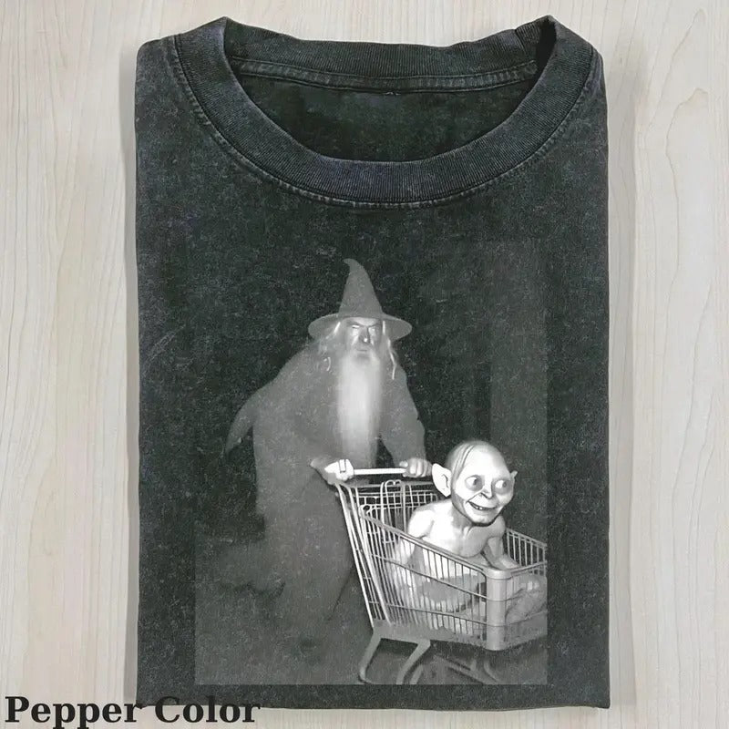 Lord of the Rings Vintage Tee, Galdalf Gollum Shopping T-Shirt, Meme Cringe Funny Dumb Shirts, Unisex Movie Shirt...