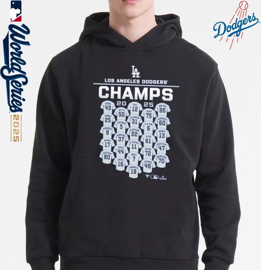 Los Angeles Dodgers 2025 World Series Champions Jersey Roster T-Shirt