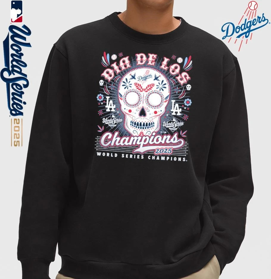 Los Angeles Dodgers ’47 2025 World Series Champions Dia De Los Champions Franklin T-Shirt
