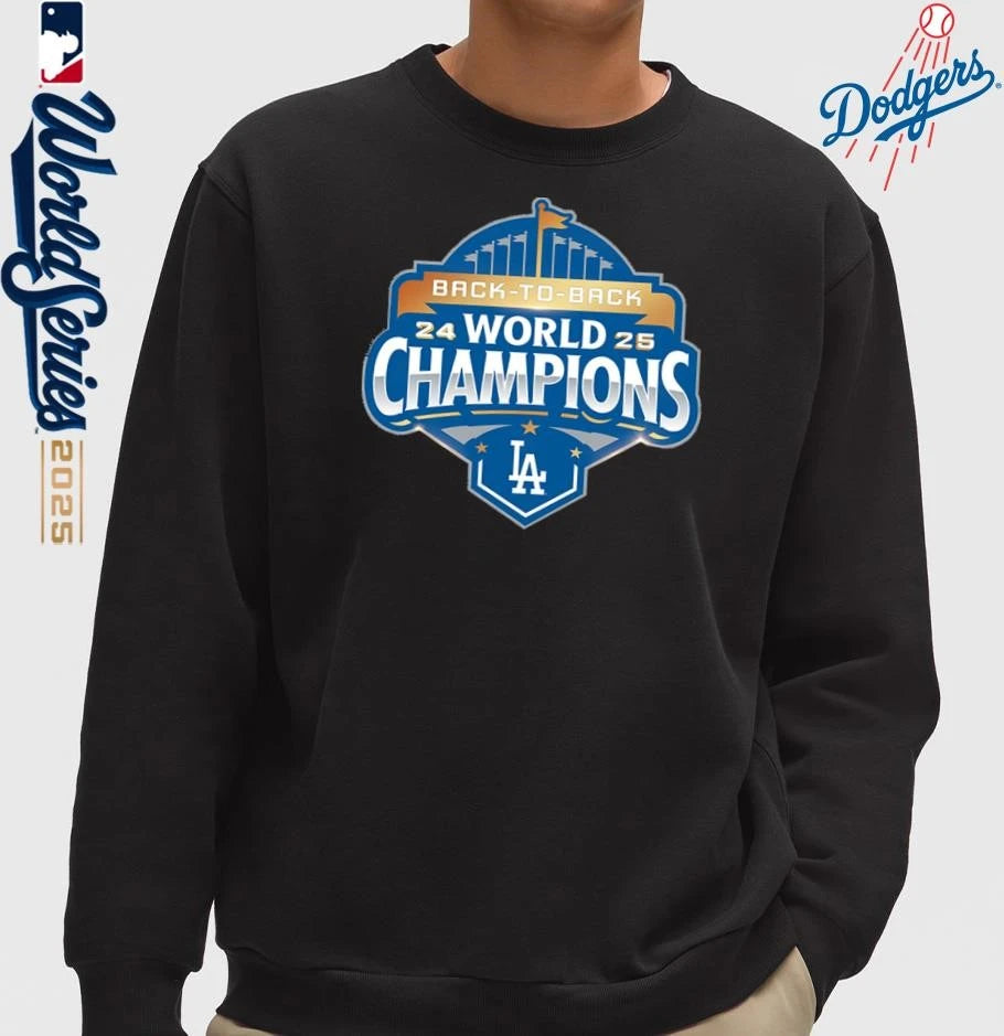 Los Angeles Dodgers Back To Back 2024-25 World Champions Official Logo T-Shirt