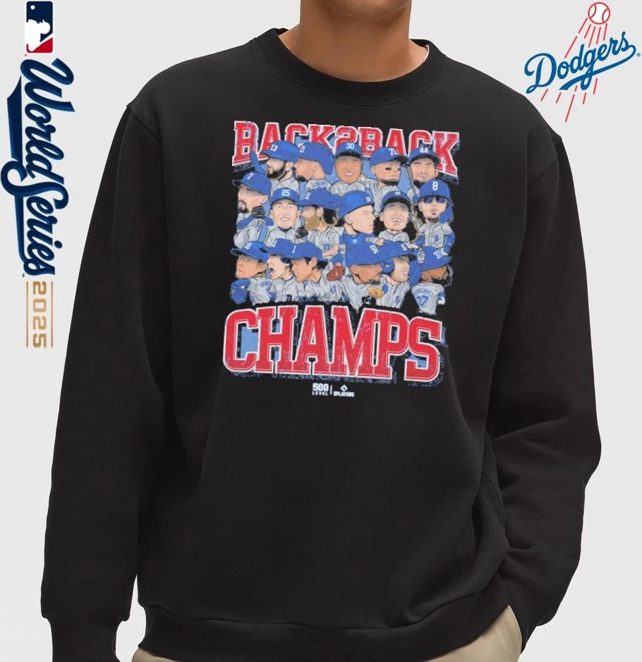 Los Angeles Dodgers Baseball Back 2 Back Champs 2025 Vintage T-Shirt