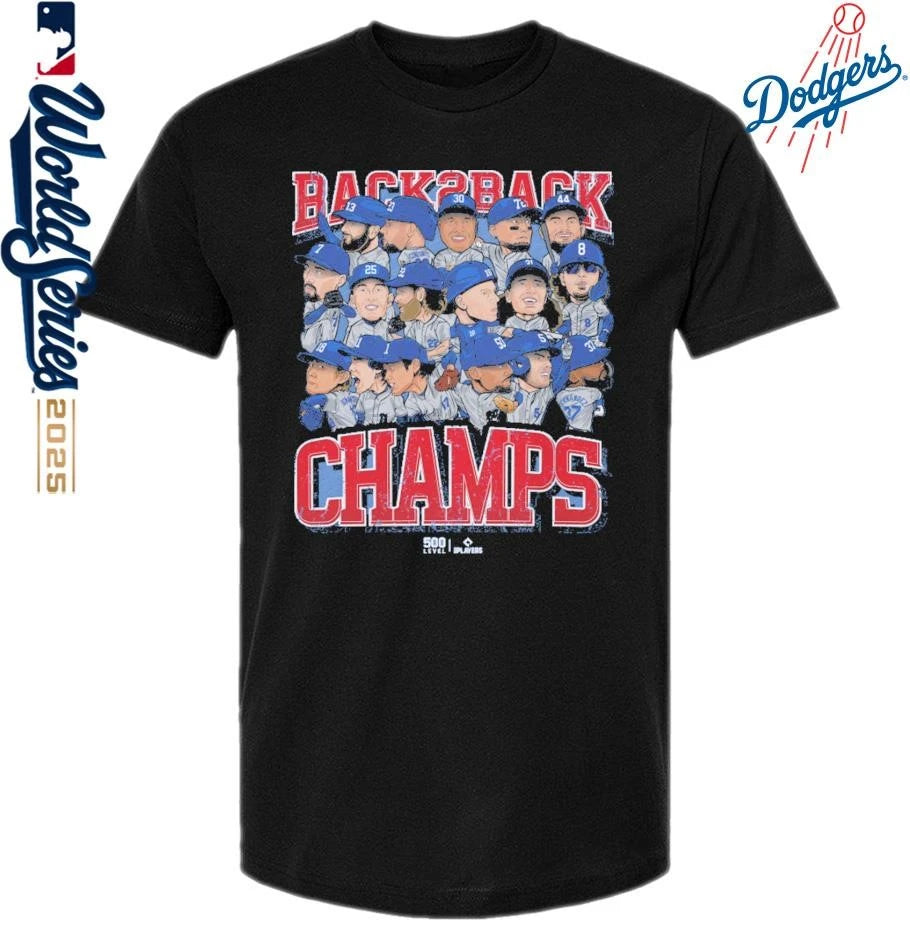 Los Angeles Dodgers Baseball Back 2 Back Champs 2025 Vintage T-Shirt
