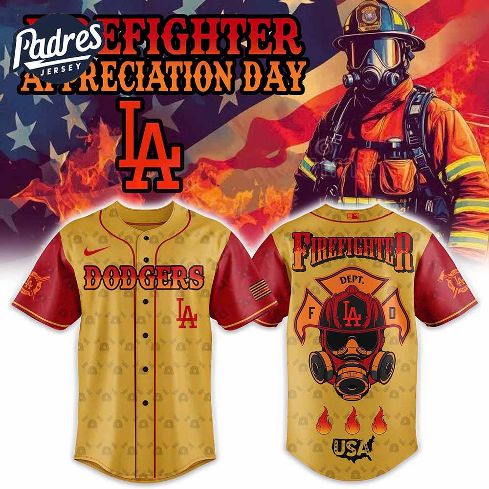 Los Angeles Dodgers Firefighter Appreciation Day Baseball Jersey - Padres Jersey Oasis: Elevate Your Baseball Style Game