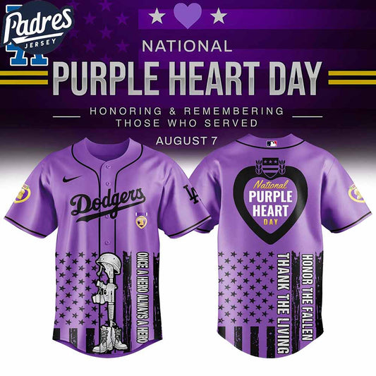 Los Angeles Dodgers MLB X Purple Heart Day Personalized Baseball Jersey - Padres Jersey Oasis: Elevate Your Baseball Style Game