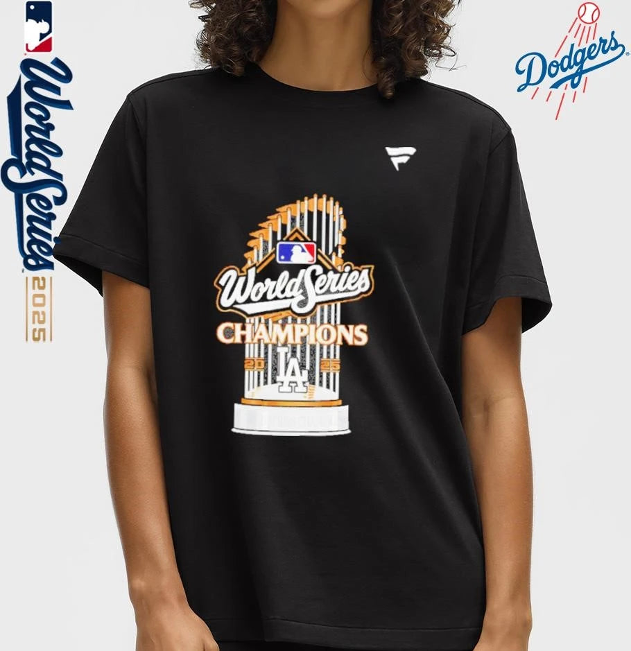 Los Angeles Dodgers Trophy 2025 World Series Champions Graphic T-Shirt