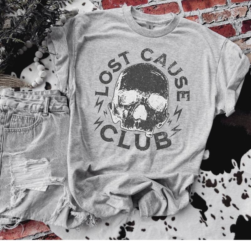 Lost Cause Social Club Bleached Shirt Comfy Shirt Bleached Random Bleaching True Size Fit 35% Cotton 65% Poly Fabric T-Shirts, Hoodie, Sweatshirt