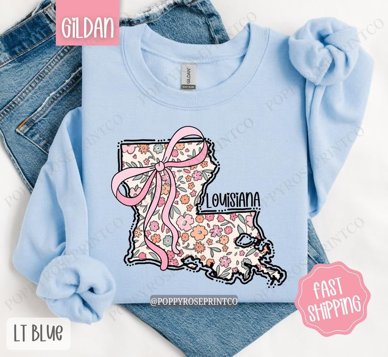 Louisiana Floral Sweatshirt, Cute Louisiana Sweatshirt, Louisiana State Sweatshirt T-Shirts, Hoodie | HypeCrazeTee.com