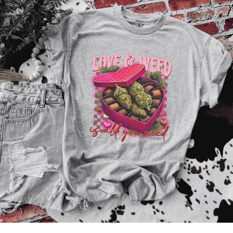 Love Weed Is All You Need Bleached Shirt Gildan T-Shirts, Hoodie, Sweatshirt