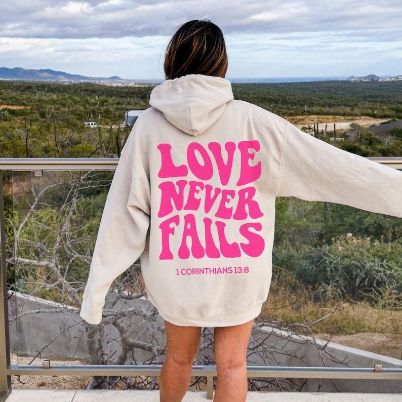 Love Never Fails Bible Verse Christian Preppy Christian Bible Verse Corinthians T-Shirts, Hoodie, Sweatshirt