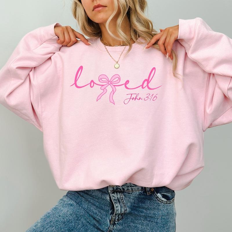 Loved John 3:16 Sweatshirt, Bible Were Long Sleeves Pullover, Christian Valentines Gifts, Body Positivity Clothing, Soft...