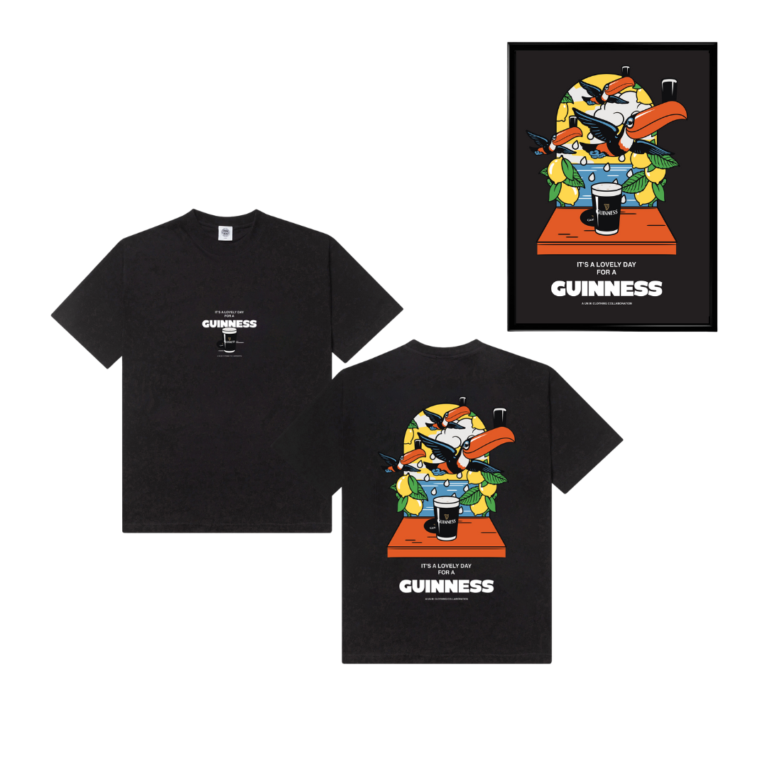 Guinness x UN:IK 'Lovely Drops' Tee & Print Bundle - Black