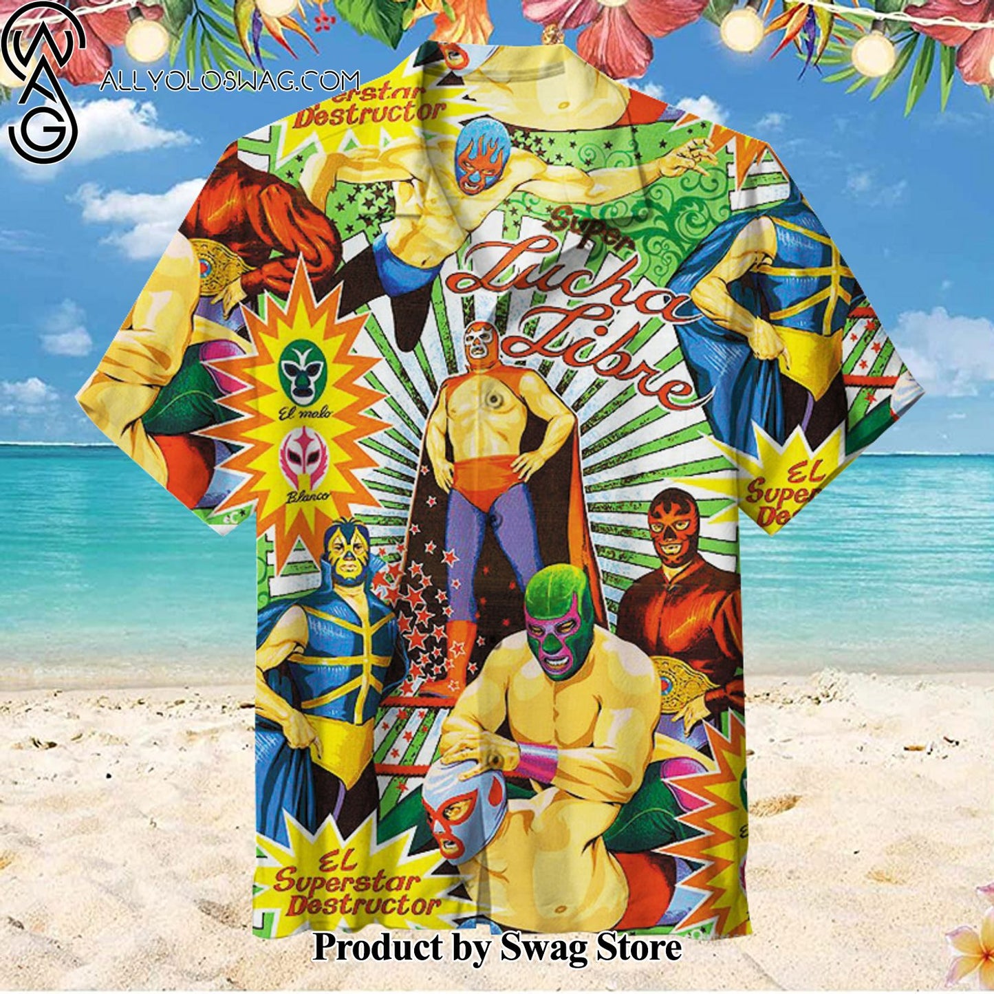 Lucha libre mexicana Button-up Hawaiian Shirt