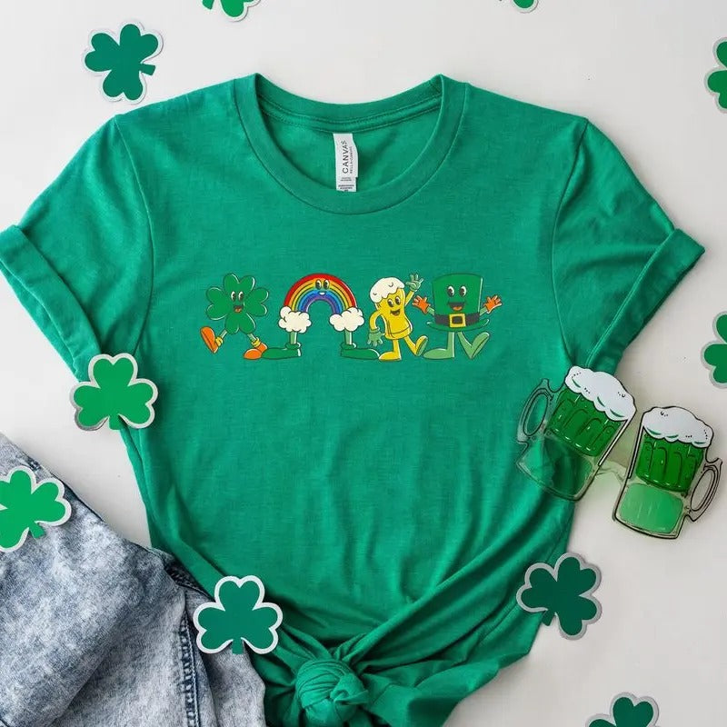 Lucky Charms Tshirt, St Patricks Day Cartoon T Shirt, Luck Symbols T-Shirt, Lucky St Pattys Day Shirt, Funny Saint...