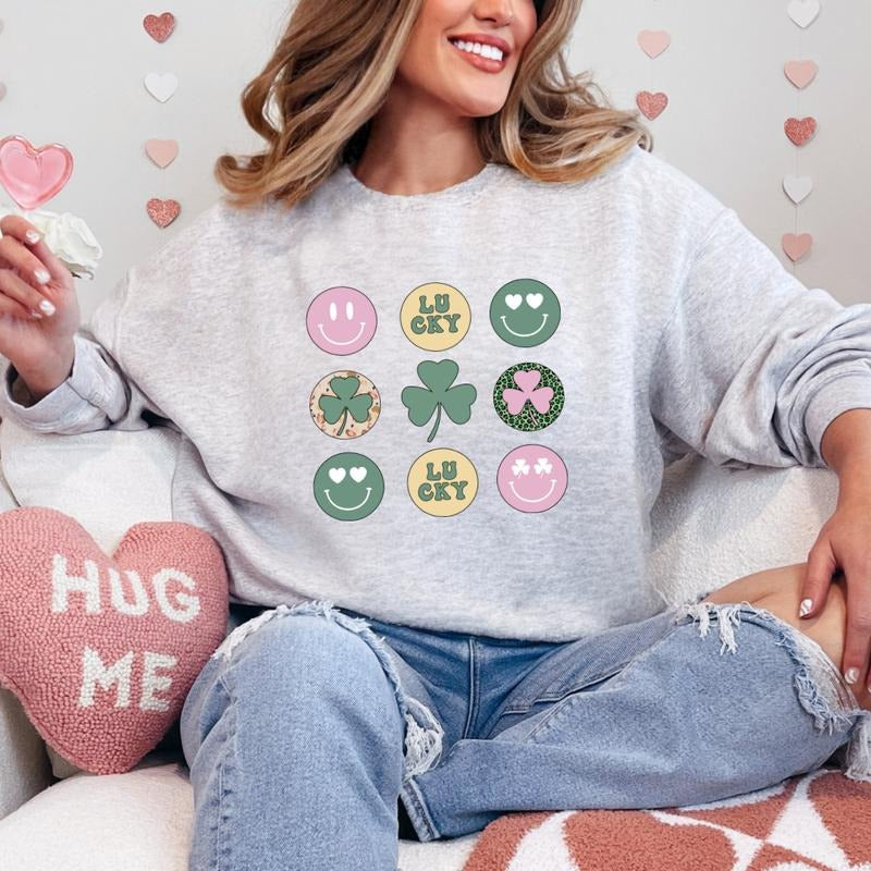 Lucky Day Row Smile Printed Sweatshirt, Row Smile Sweatshirt, Lucky Day Sweater, Printed Comfort Colors T-Shirt, Full...