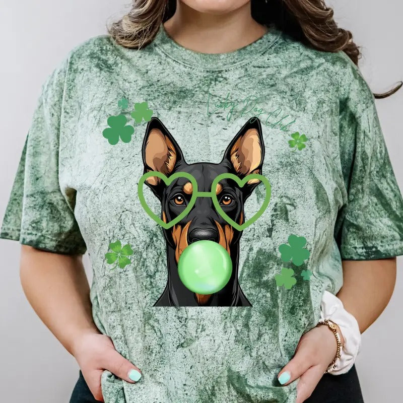 Lucky Dog Doberman Shirt ~ Unisex Apparel Relaxed Fit Printed In The USA Clothing Womenswear Casual Comfort Cotton Top...