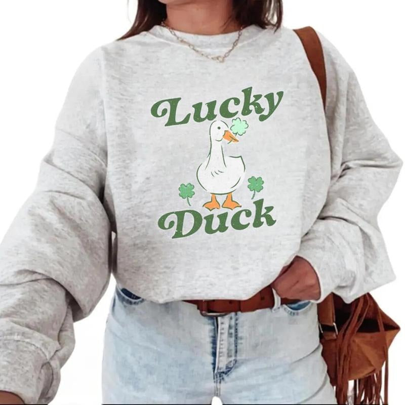 Lucky Duck Shirt Cute St Patricks Day St. Patrick Duck Shamrock Irish Shirt Four Leaf Clover T-Shirts, Hoodie, Sweatshirt