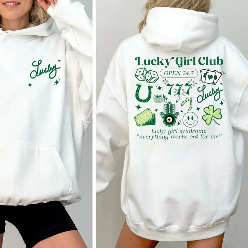 Lucky Girl Club St Patricks Day Two Sides Tshirt Sweatshirt Hoodie, Let The Shenanigans Begin, St Patricks Day Shirt,...