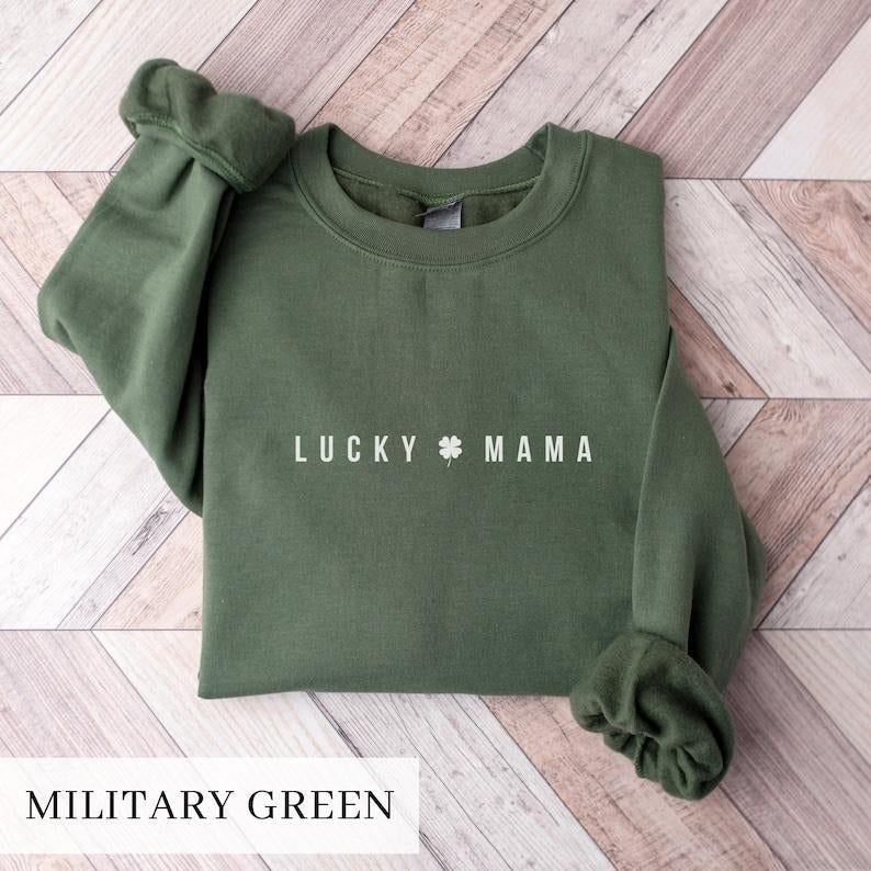 Lucky Mama St Patrick'S Day Mama Shamrock Mom St Pattys Day Lucky Mom Shirt Minimalist St. Patricks Day ; Cotton Womenswear Light Polyester T-Shirts, Hoodie, Sweatshirt