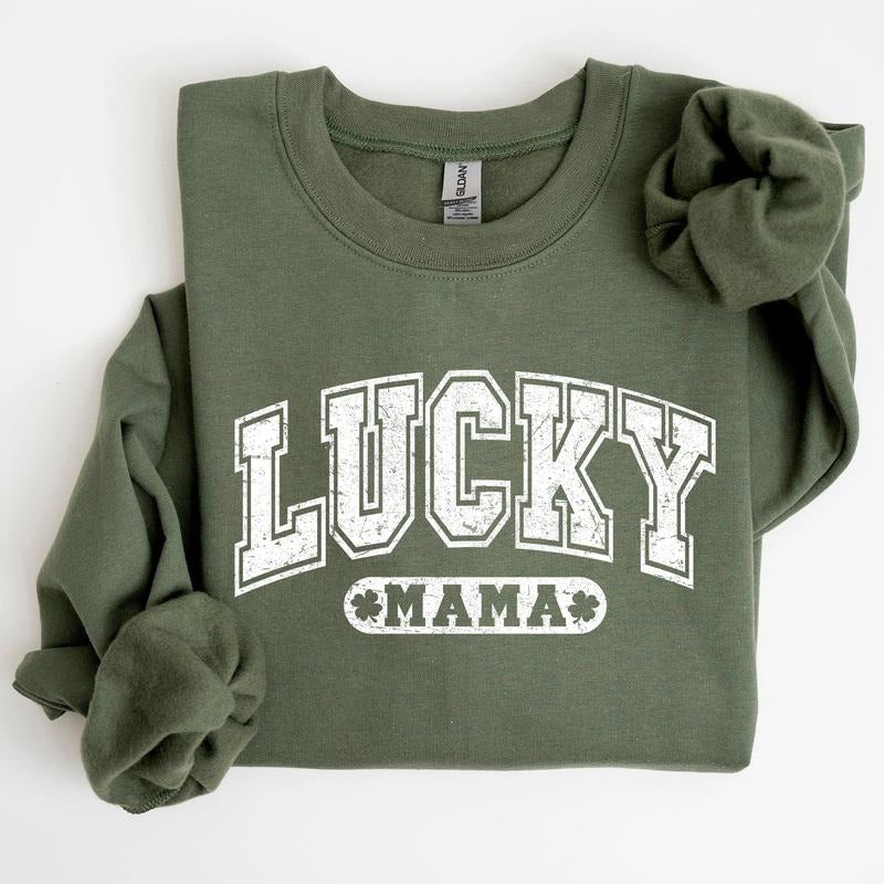Lucky Mama, Retro, St Patrick's Day Sweatshirt T-Shirts, Hoodie | HypeCrazeTee.com