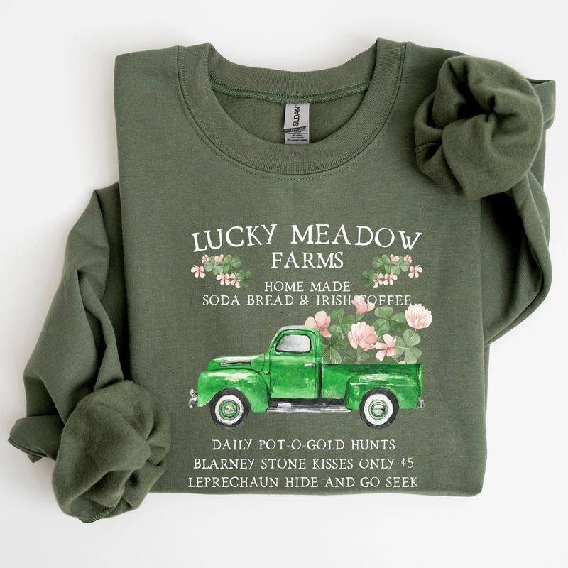 Lucky Meadow Farms, St Patrick's Day Sweatshirt T-Shirts, Hoodie | HypeCrazeTee.com