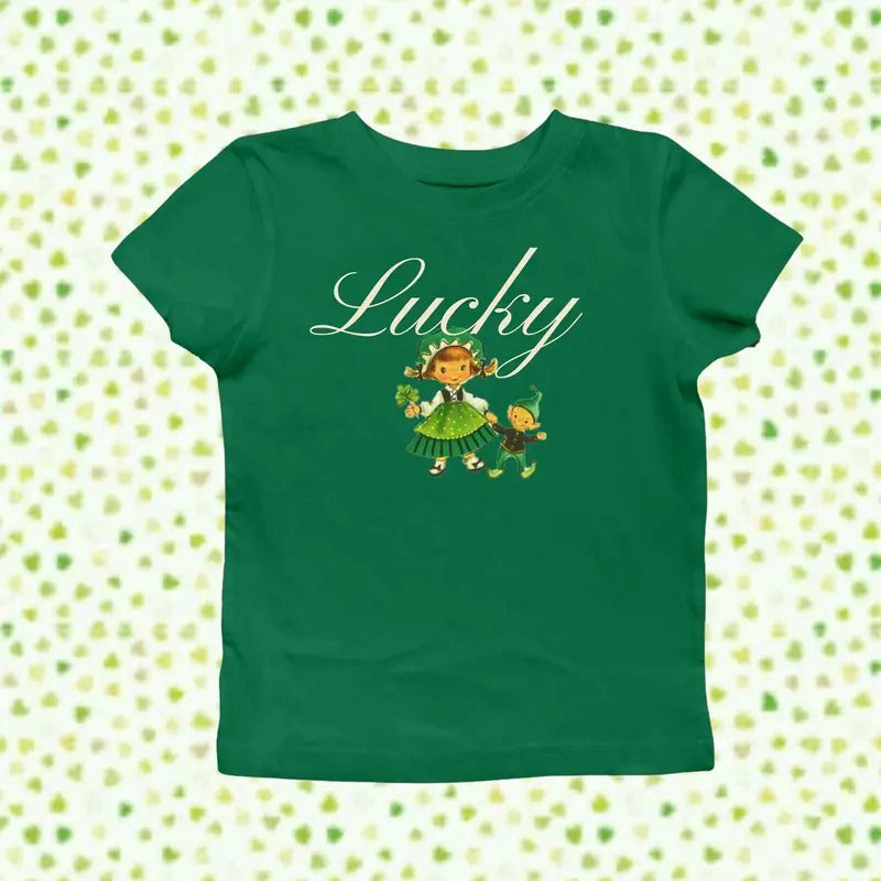 Lucky St. Patrick's Day Coquette Tee - Unisex Crewneck T-Shirt Hoodie, Sweatshirt | HypeCrazeTee.com