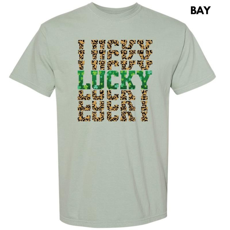 Lucky Stacked Leopard Comfort Colors T-Shirt Hoodie, Sweatshirt | HypeCrazeTee.com