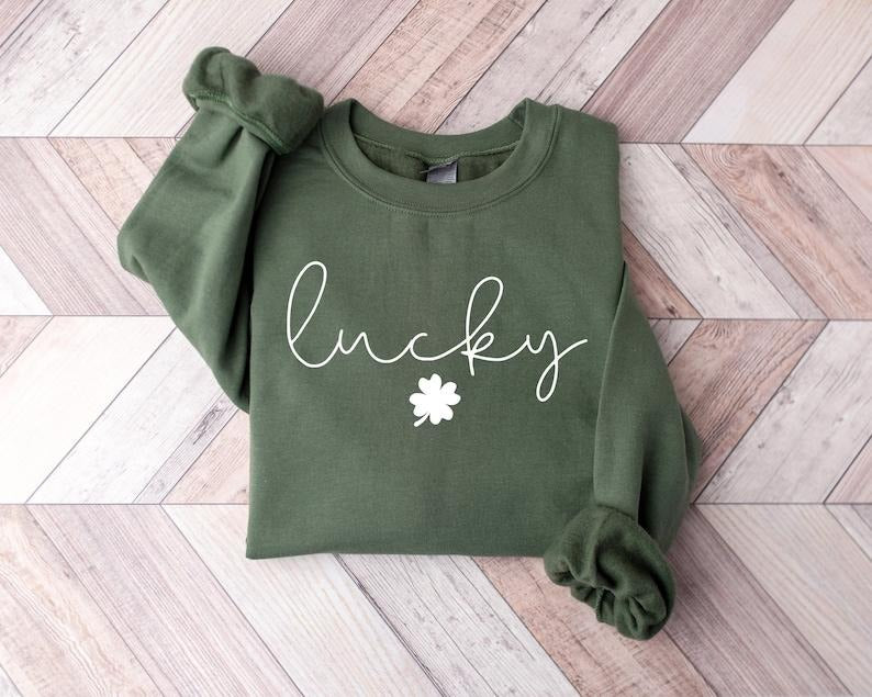 Lucky Sweatshirt, Clover Sweatshirt, St Patricks Day Sweatshirt, Saint Patrick's Pullover, Lucky  Hoodie and Sweater;...