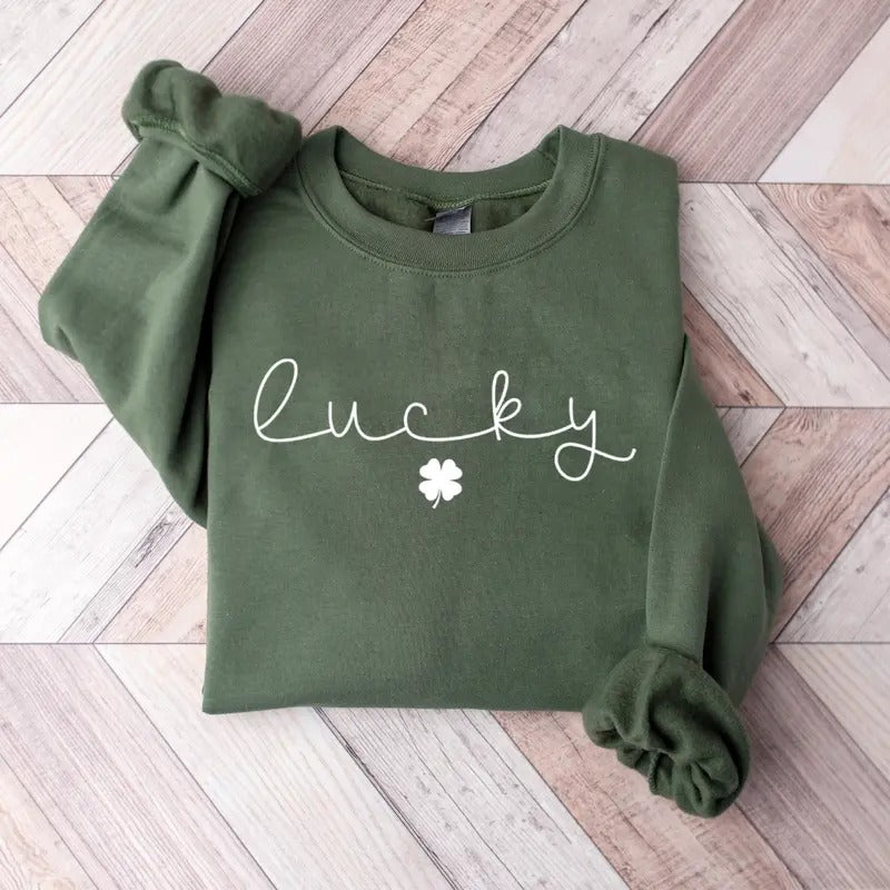 Lucky Sweatshirt, Clover Sweatshirt, St Patricks Day Sweatshirt, Saint Patrick's Pullover, Lucky Sweater, Clovers, Simple...