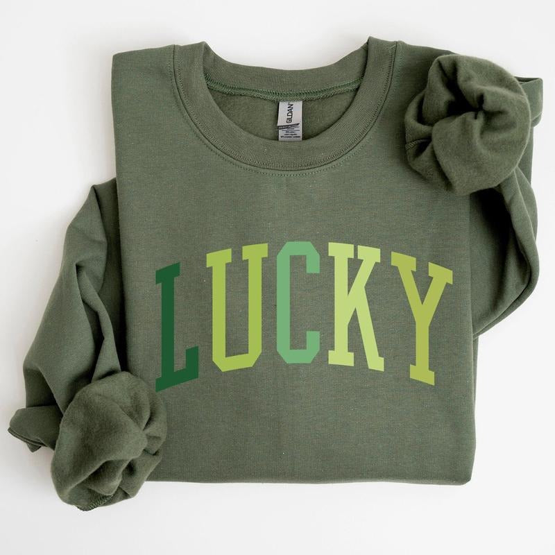 Lucky, Collegiate, St Patrick's Day Sweatshirt T-Shirts, Hoodie | HypeCrazeTee.com