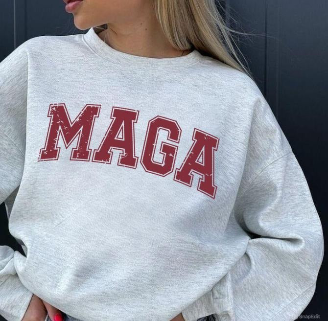 MAGA Trump for President Sweatshirt for Election 45 47 Save America Varsity Political Crewneck T-Shirts, Hoodie