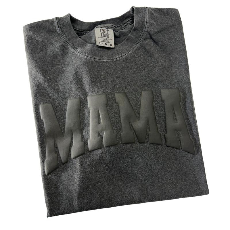 MAMA Black Puff Letter Comfort Colors T-Shirt Hoodie, Sweatshirt | HypeCrazeTee.com