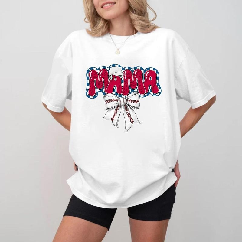 MAMA White Bow T-shirt, Soft Cotton Unisex Crewneck Hoodie, Sweatshirt | HypeCrazeTee.com