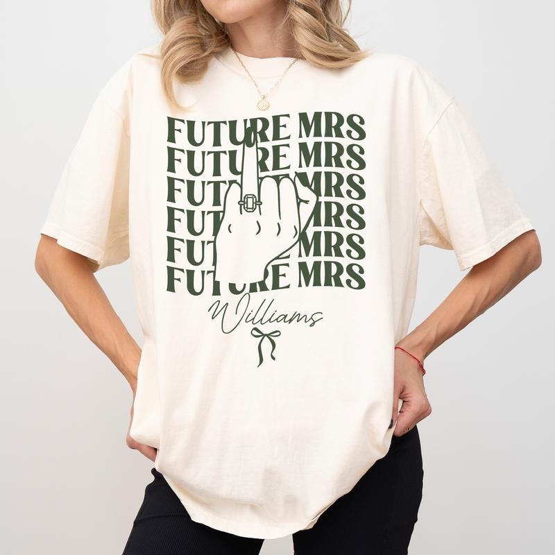 MAPTEES Custom Future Mrs Comfort Colors Shirt, Retro Bachelorette Bride T-shirt, Personalized Engagement Outfit For...