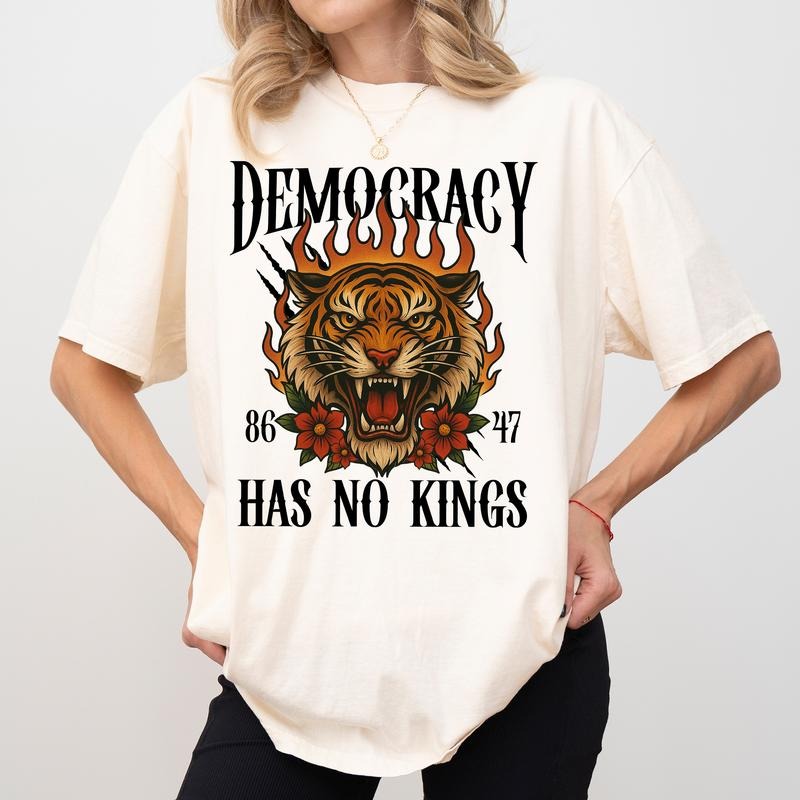 MAPTEES Democracy Has No Kings Comfort Colors Shirt, Vintage Subtle FDT T-shirt, Retro 8647 Graphic Tee, Sarcastic...