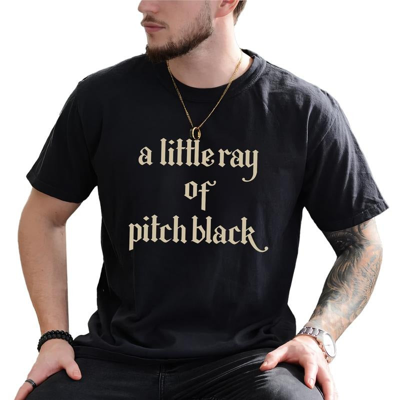 MAPTEES Gothic A Little ray of Pitch Black Graphic Tee, Vintage Sarcasm T-shirt For Men, Retro Sarcastic Humor Shirt,...
