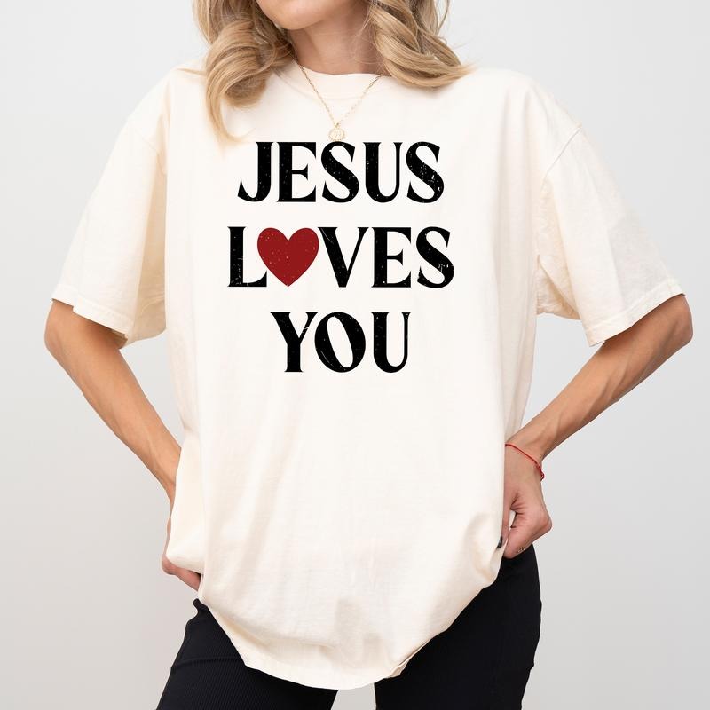 MAPTEES Jesus Loves You Vintage Comfort Colors Shirt, Bible Verse T-shirt, Faith Based Graphic Tee, Jesus is King Tee,...