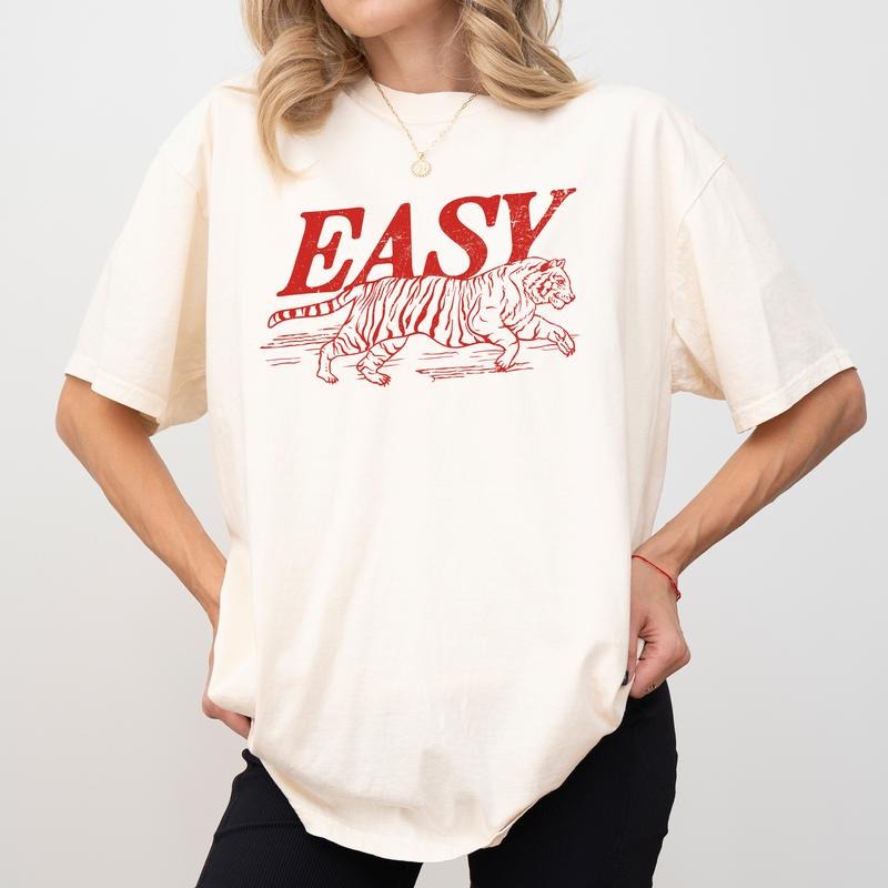 MAPTEES Vintage Easy Tiger Comfort Colors Shirt Retro Funny Vintage Hippie Her T-Shirts, Hoodie, Sweatshirt