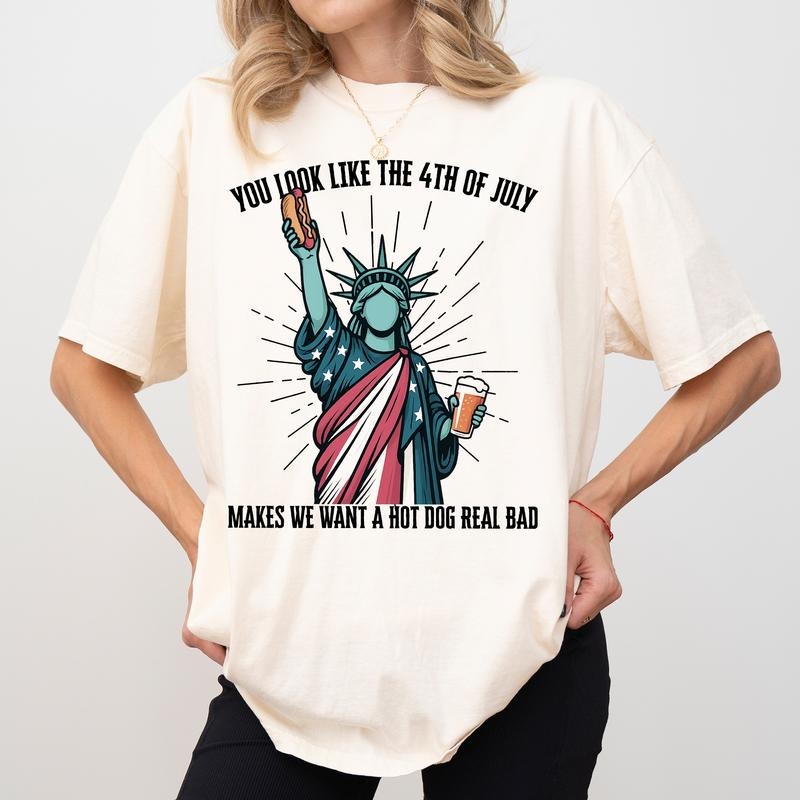 MAPTEES You Look Like the 4th of July Comfort Colors Shirt, Retro America T-shirt, Funny Independence Day Graphic Tee,...