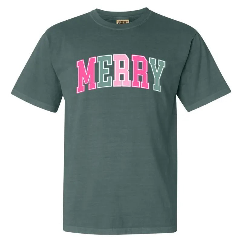 MERRY Varsity Letter Comfort Colors T-Shirt 'NLB' Hoodie, Sweatshirt | HypeCrazeTee.com