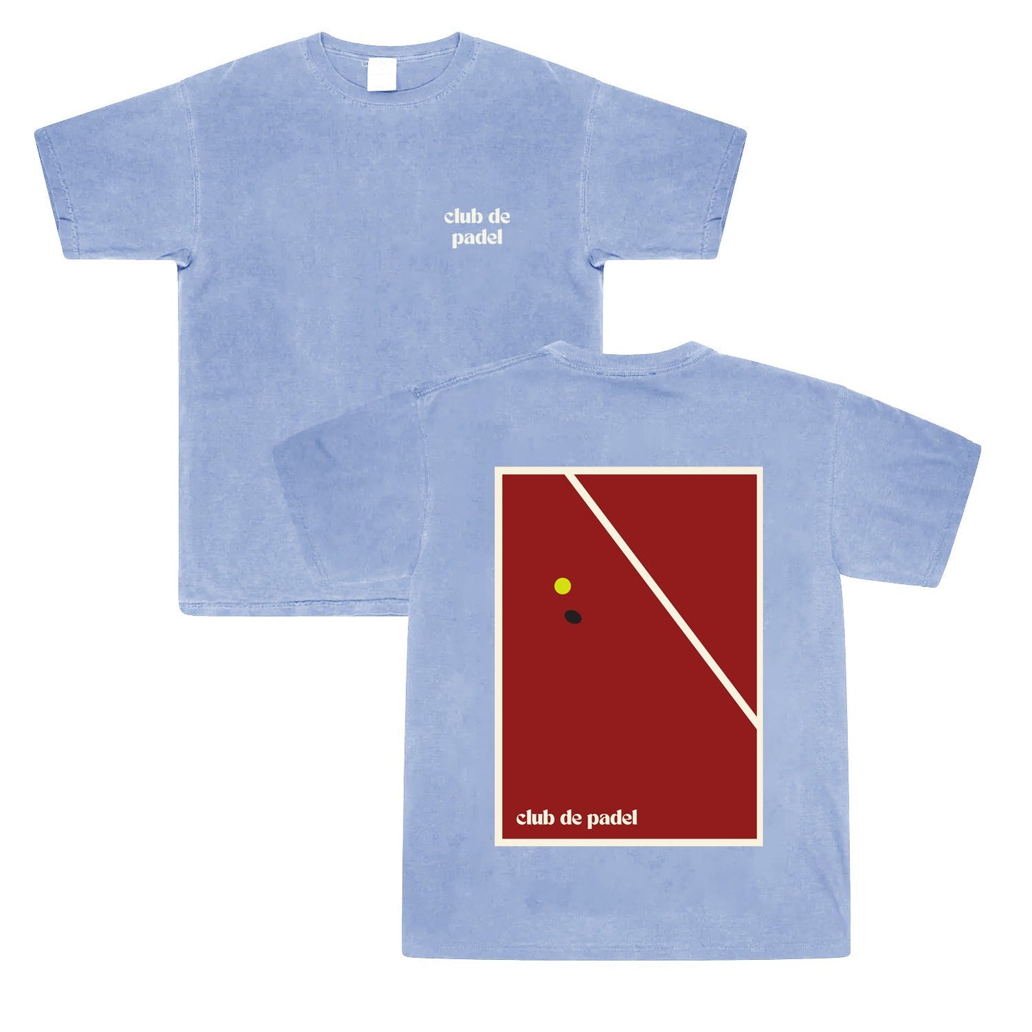 Club de Padel 'Bounce' Vintage Washed Tee - Sky Blue
