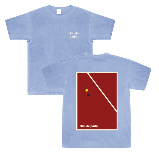 Club de Padel 'Bounce' Vintage Washed Tee - Sky Blue