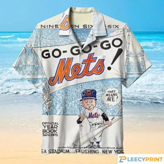 MLB New York Mets Hawaiian Graphic Print Short Sleeve Hawaiian Shirt, New York Mets Hawaiian Shirt