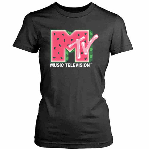 MTV Watermelon Logo Fill Graphic Womens T-Shirt Tee