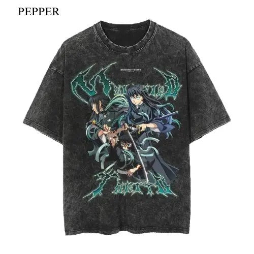 MUICHIRO VINTAGE OVERSIZE T-SHIRT, MEN SHORTSLEEVE T-SHIRT, ANIME UNISEX T-SHIRT Menswear Top Hoodie, Sweatshirt