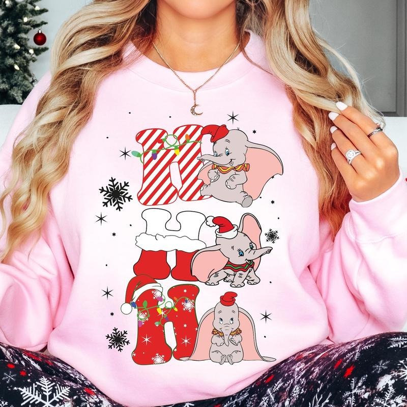 Magic Kingdom Dumbo Christmas Shirt, Ho Ho Ho Dumbo Christmas Tee, Santa Dumbo Flying Elephant Xmas T-Shirt, Magic...