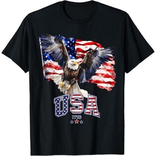 Majestic American Bald Eagle With Usa Flag 4Th Of July T-Shirt Made in USA Hoodie, Sweatshirt | HypeCrazeTee.com