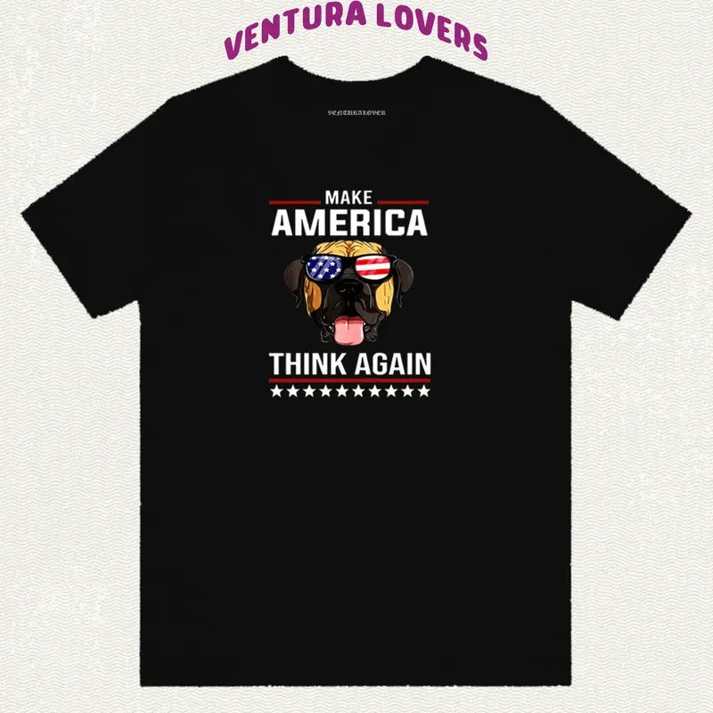 Make America Think Again Short-Sleeved-Unisex T-Shirt, Gifts Hoodie, Sweatshirt | HypeCrazeTee.com