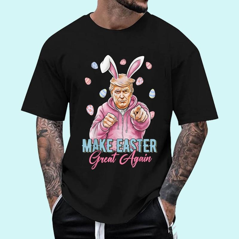 Make Easter Great Again Funny Trump Bunny Spring Hunt Eggs T-Shirt | Tee For Men and Women, Unisex Cotton Hoodie, Sweatshirt