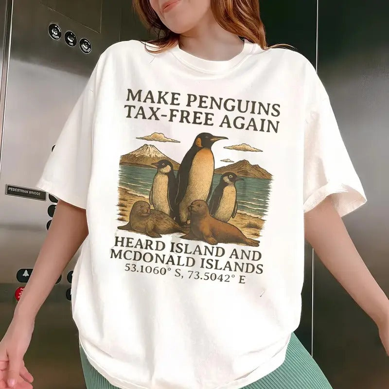 Make Penguins Tax-Free Again Funny Tariffs Meme Shirt, Resist Penguins Shirt, Anti-Trump Anti Tariffs Unisex Tee Hoodie,...